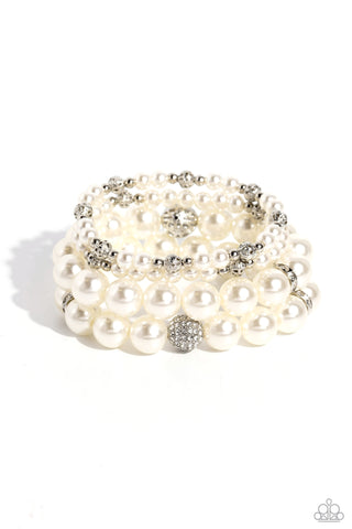 Paparazzi-Vastly Vintage - White Bracelet