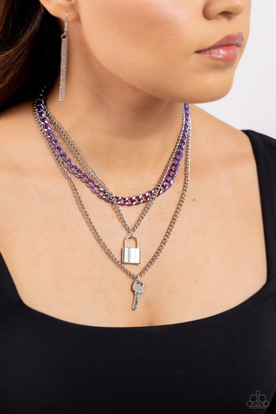 Paparazzi-Locked Labor - Purple Necklace
