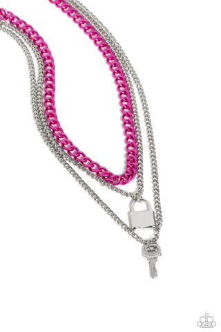Paparazzi-Locked Labor - Pink Necklace
