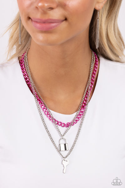 Paparazzi-Locked Labor - Pink Necklace