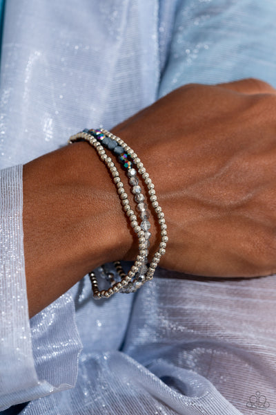 Paparazzi-Backstage Beading - Silver Bracelet