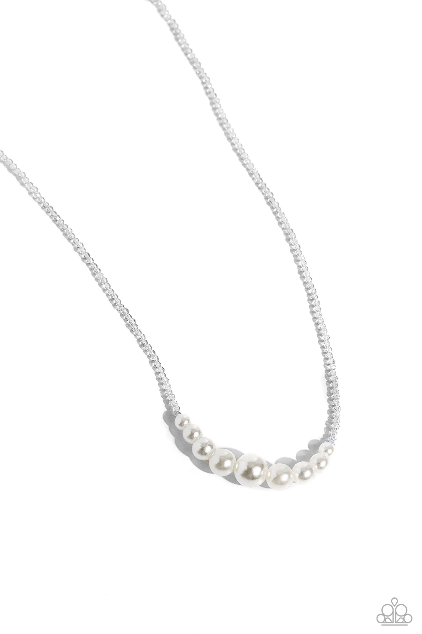 Paparazzi-White Collar Whimsy - Silver Necklace