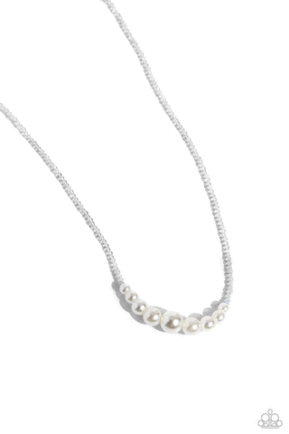Paparazzi-White Collar Whimsy - Silver Necklace