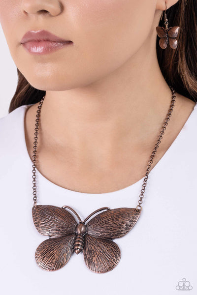 Paparazzi-DRAWN to the Wind - Copper Necklace