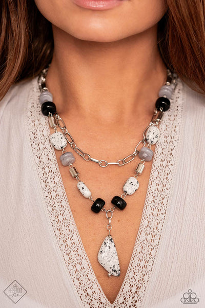 Paparazzi-High-End Habitat - Black Necklace & Earring Set