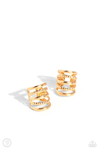 Paparazzi-Flexible Fashion - Gold Cuff Earring