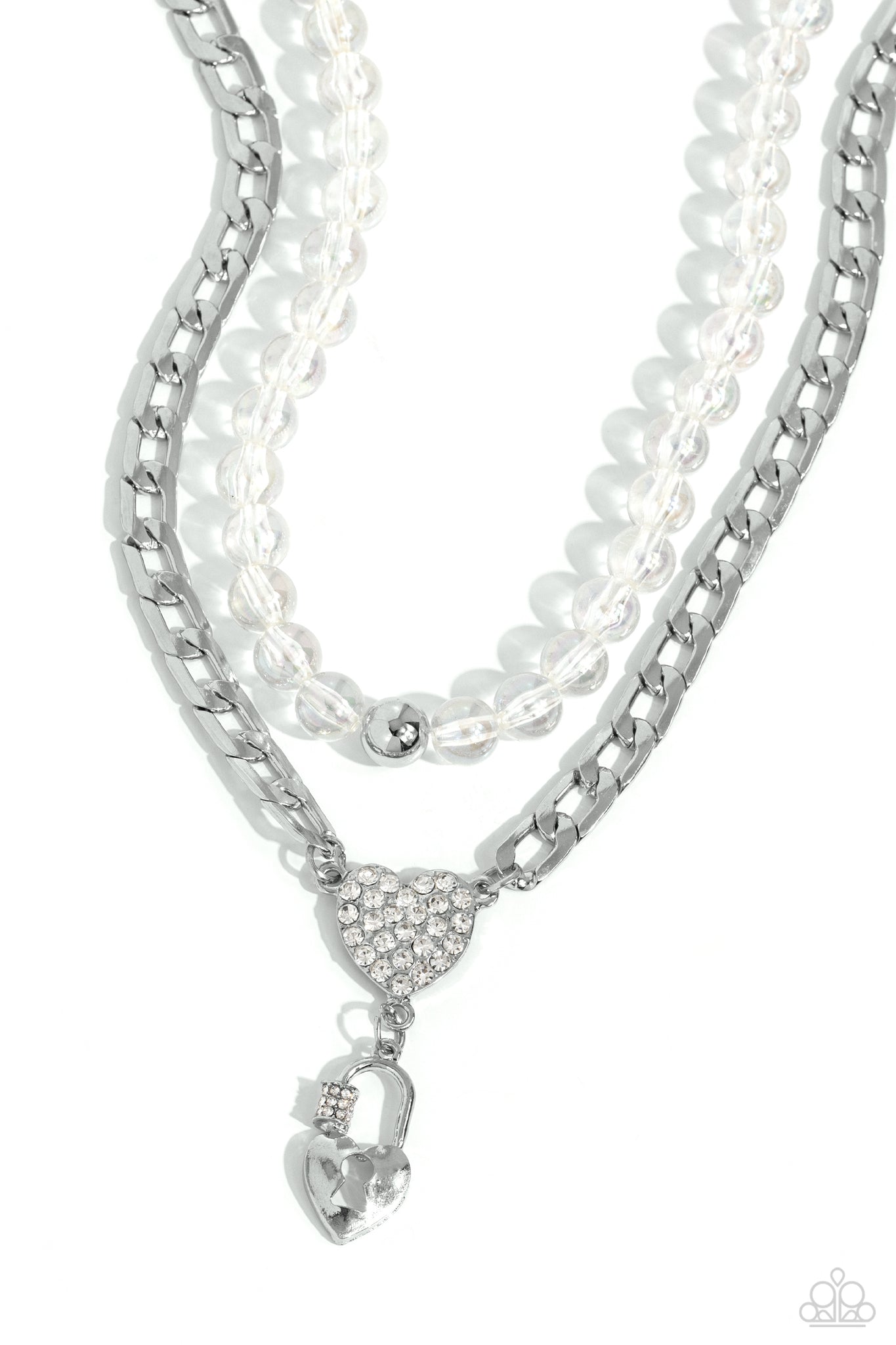 Paparazzi-Turn Back the LOCK - White Necklace