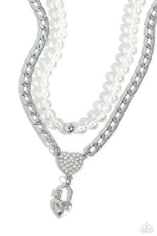 Paparazzi-Turn Back the LOCK - White Necklace