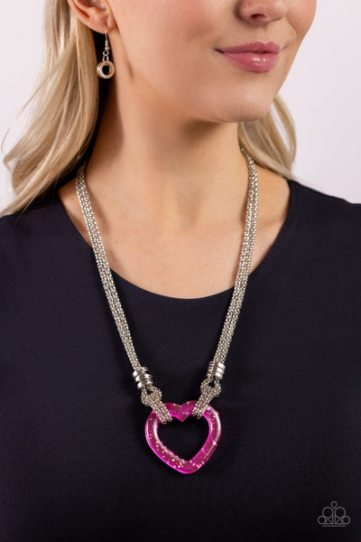 Paparazzi-Lead with Your Heart - Pink Necklace