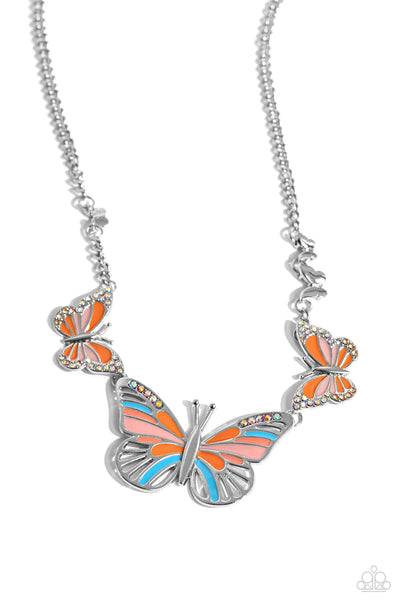 Paparazzi-The FLIGHT Direction - Orange Necklace