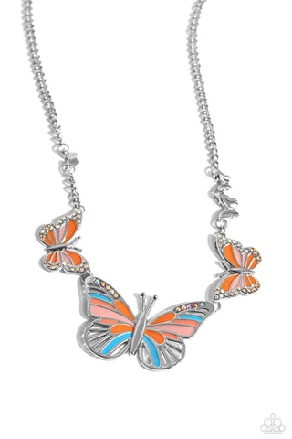 Paparazzi-The FLIGHT Direction - Orange Necklace
