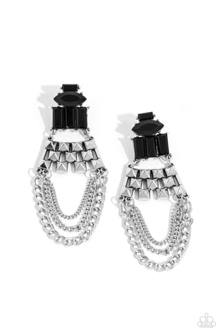 Paparazzi-Dangling Art Deco - Black Earring