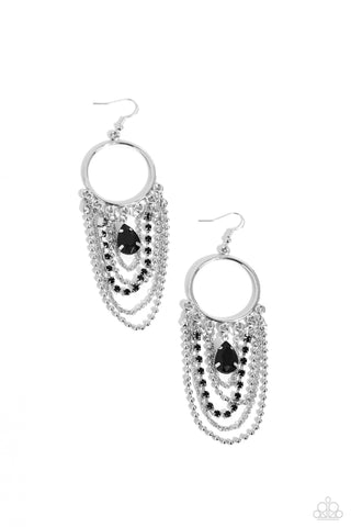 Paparazzi-Cascading Clash - Black Earring