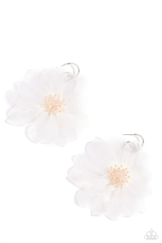 Paparazzi-Cosmopolitan Chiffon - White Earring
