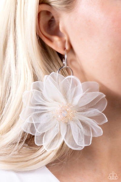 Paparazzi-Cosmopolitan Chiffon - White Earring