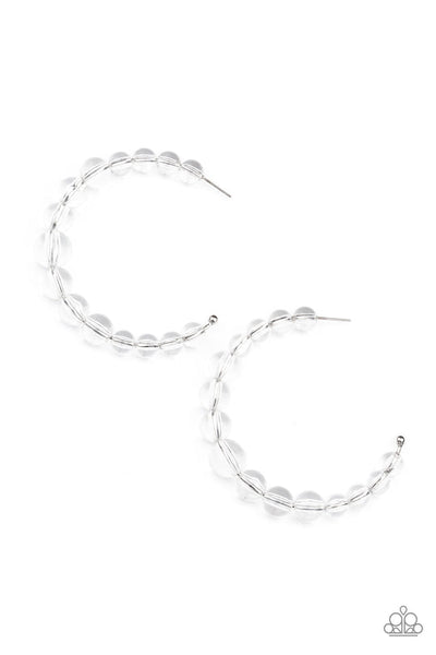 In The Clear White Hoop Earring
