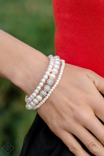 Paparazzi-Showy Soprano - White Bracelet