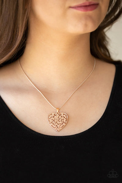 Paparazzi-Look Into Your Heart - Rose Gold Necklace