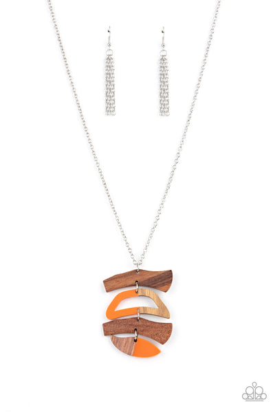 Paparazzi A WOODWORK In Progress - Orange Necklace