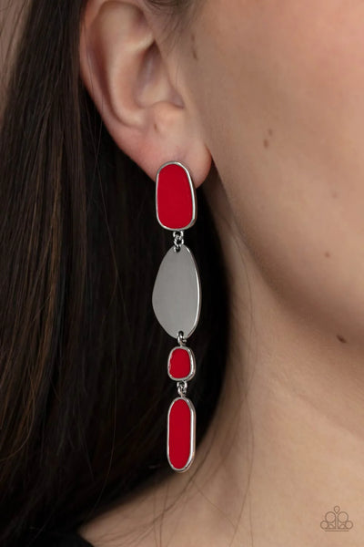 Paparazzi-Deco By Design - Red Post Earring