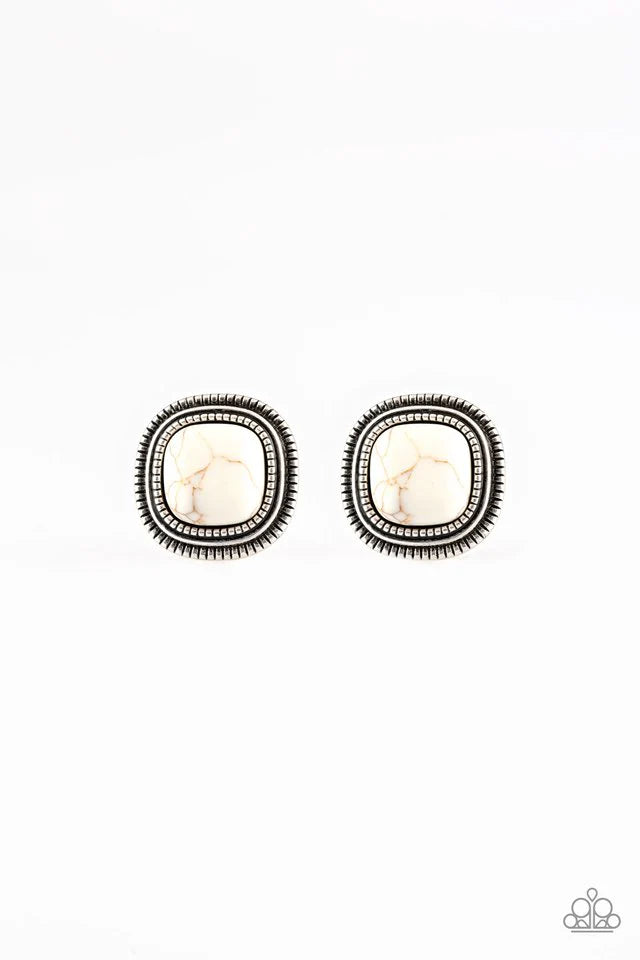 Paparazzi FRONTIER-Runner - White Post Earrings
