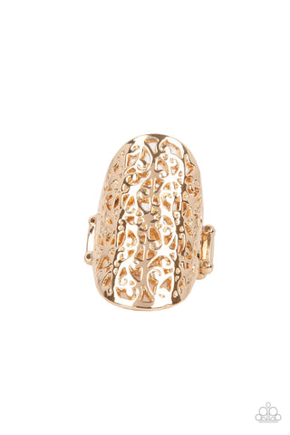 Paparazzi-Full Out Frill - Gold Ring