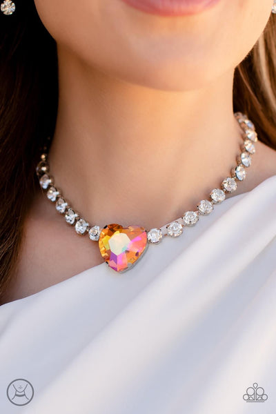 Paparazzi-Heart In My Throat Orange Necklace