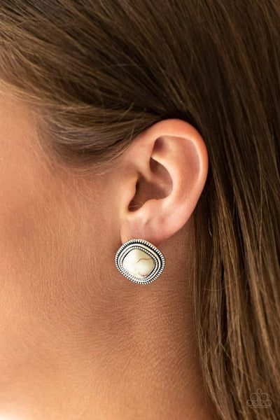 Paparazzi FRONTIER-Runner - White Post Earrings