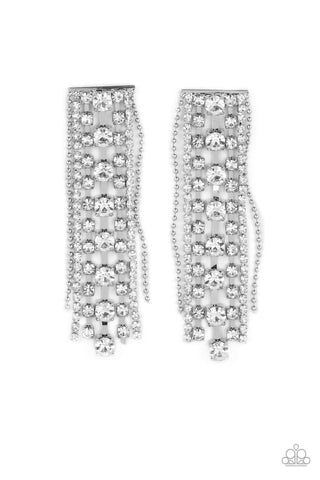 Starry Streamers - White Earring