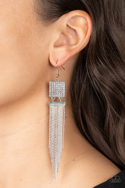 Paparazzi Dramatically Deco - White Earring