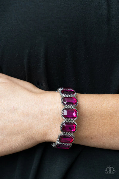 Paparazzi-Studded Smolder - Pink Bracelet