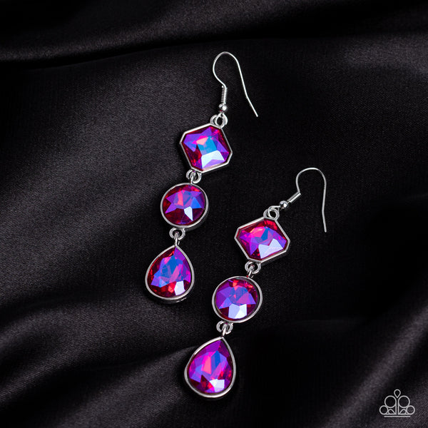 Paparazzi-Reflective Rhinestones - Pink Earring