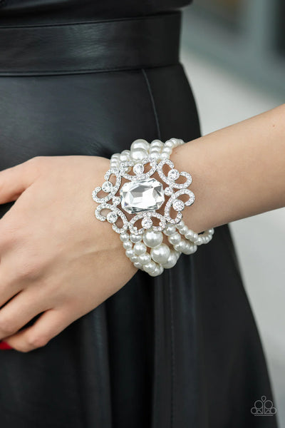 Paparazzi-Rule The Room - White Bracelet