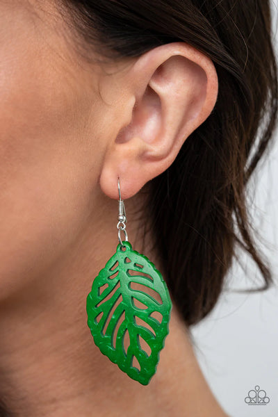 LEAF Em Hanging - Green Earring