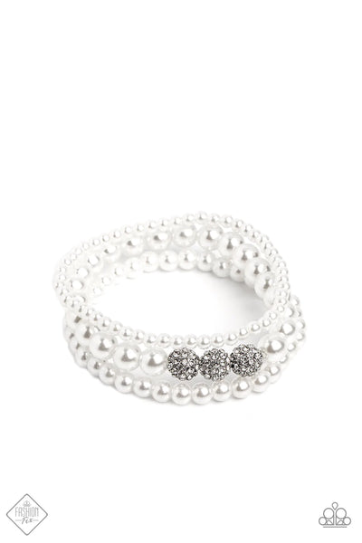 Paparazzi-Showy Soprano - White Bracelet