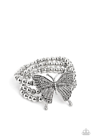 Paparazzi-First WINGS First - White Bracelet