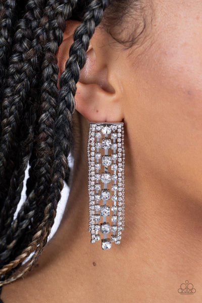 Starry Streamers - White Earring