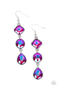 Paparazzi-Reflective Rhinestones - Pink Earring