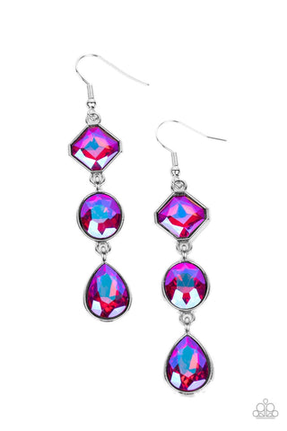 Paparazzi-Reflective Rhinestones - Pink Earring