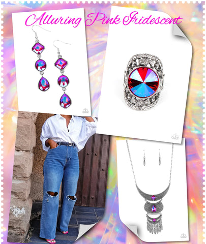 Paparazzi-Alluring Pink Iridescent Necklace Set