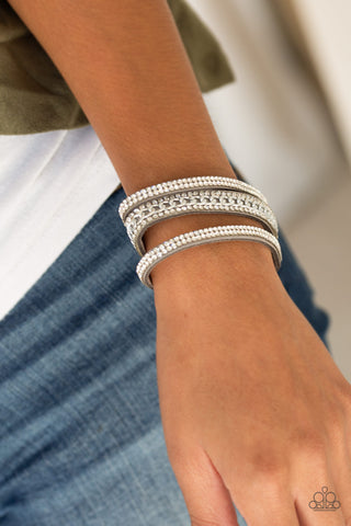 Rollin In Rhinestones - Silver Bracelet